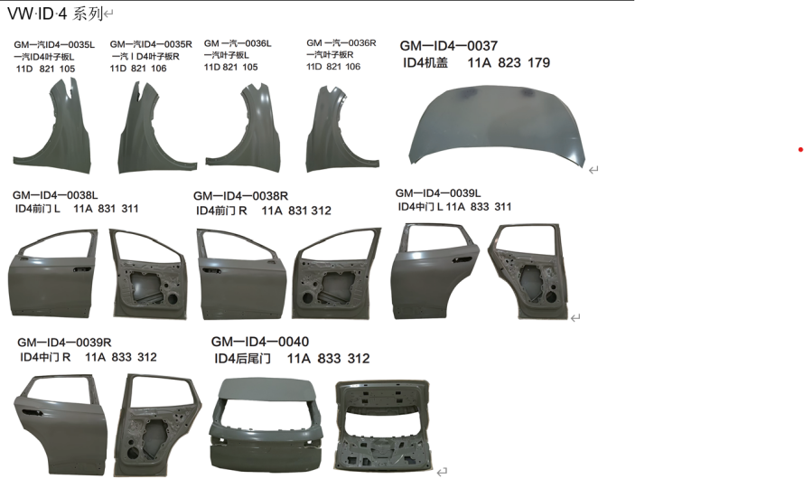 Volkswagen ID4 series sheet metal parts - Auto parts product